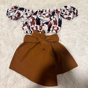 Shein Baby Girl Brown Skirt Set
